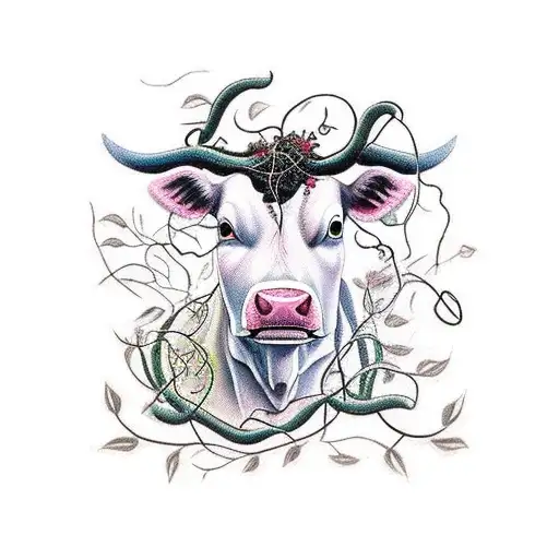 Cow Head With Vines