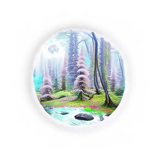 Full Moon Forest River