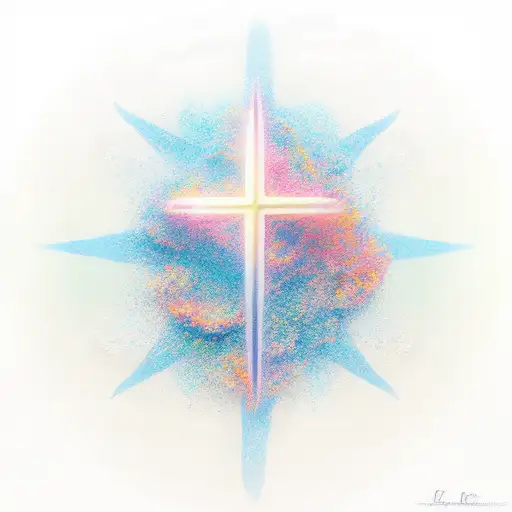 A Serene Beach Scene With A Subtle Religious Symbol In The Sky