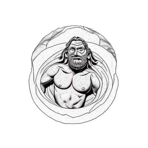 Sisyphus Man Pushing Rock Cool Abstract Contour Lines