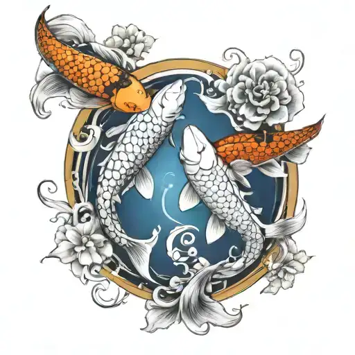 Koi Fish Swimming In A Yin And Yang Symbol