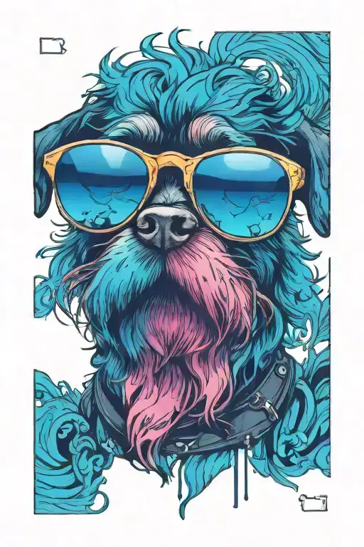 Dog Wearing Sunglasses With A Beard