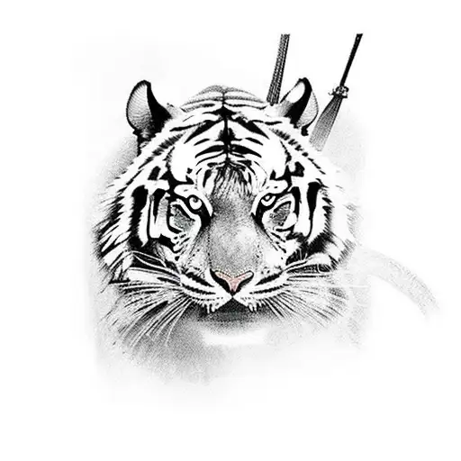 A Badass Samurai Fighting A Bengal Tiger