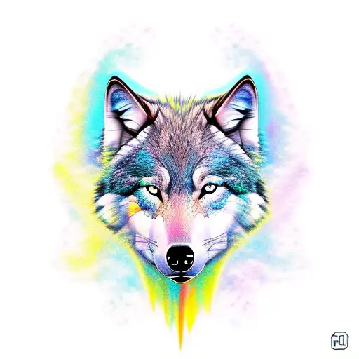 Half Face Wolf Colorful