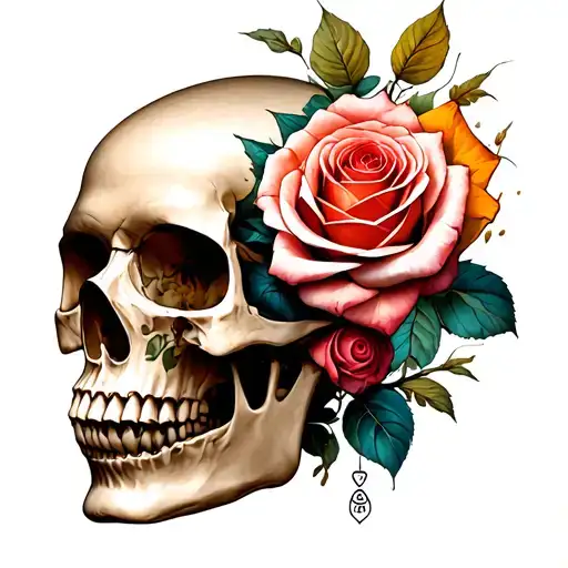 Rose Inside Skull