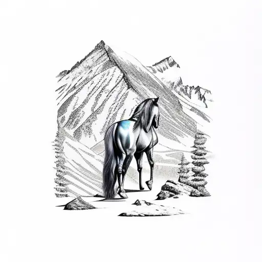 Mountain With Horse