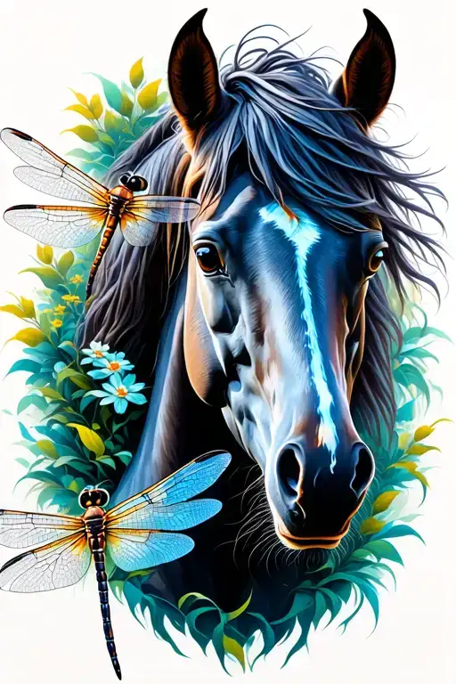 Horse And Dragonfly Surrounded