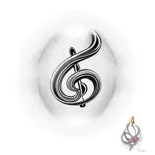 Treble Clef With Fire And Fireman