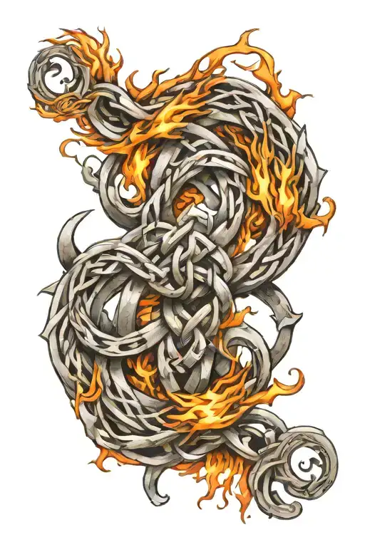 Celtic Knot Surrounded By Flames
