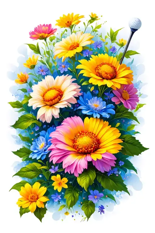 Golf Landscape With July Flowers