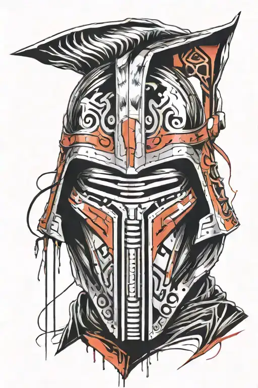 Abstract Darth Revan Mask Back Merging Towards Shoulder