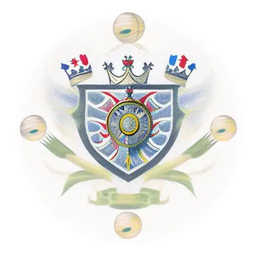 Curran Family Crest With A Crown Over The Crest And 3 Floating Small Orbs Over The Crown