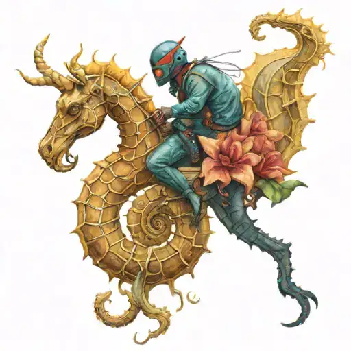 Spider Riding A Seahorse