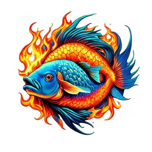 Pisces Surrounded By Fire