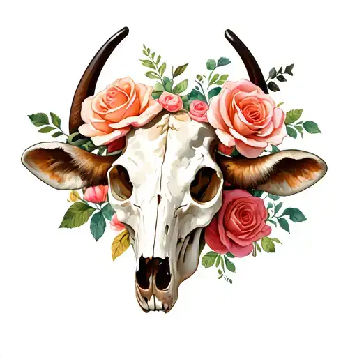 Cow Skull With Roses