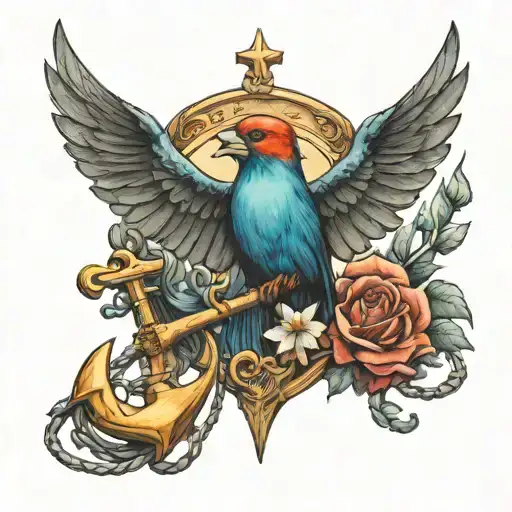 Anchor And Swallow Bird