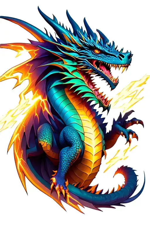 Fantasy Dragon With Lightning Bolts