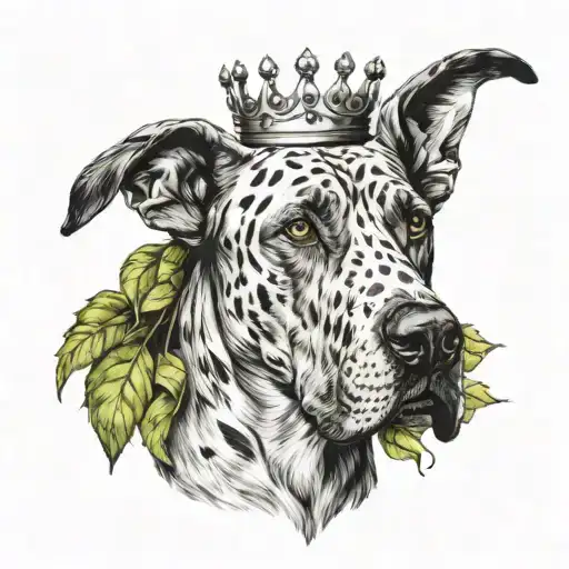 Great Dane Head Wearing Julius Ceaser Crown Of Leaves
