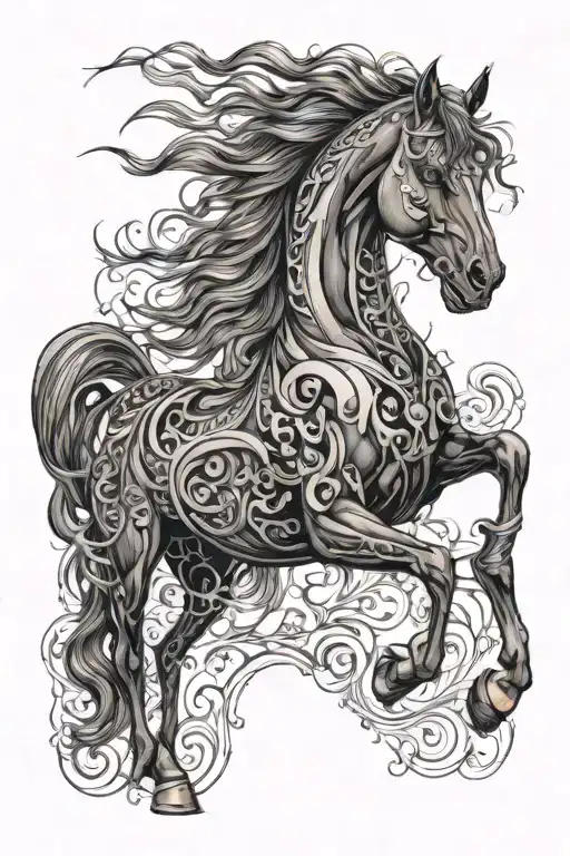 Black Arabian Horse Half Dead