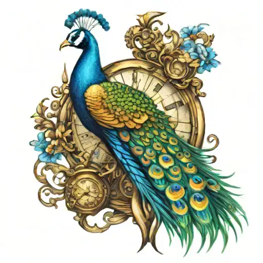 Colorful Peacock Is The Captain Of A Sailing Ship Navigating