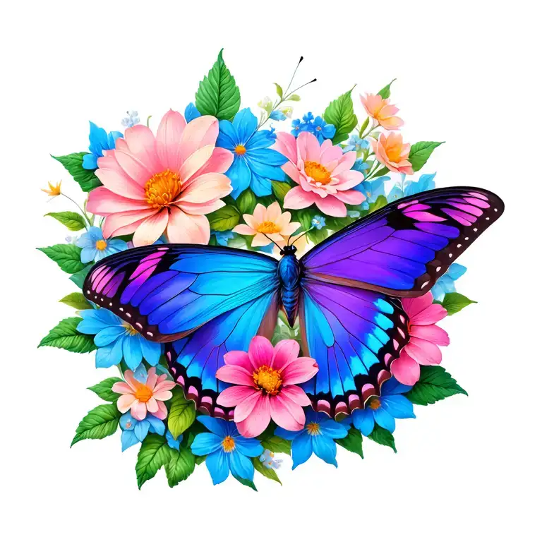 Butterfly Flowers Intertwined