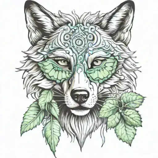 Wolf With Beauty Wellness Mask And Cucumbers On Eyes