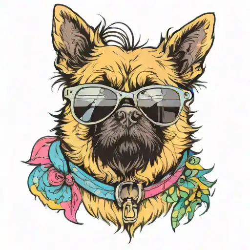 Dog Wearing Sunglasses With A Beard