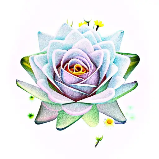 Rose With Daisy And Water Lily