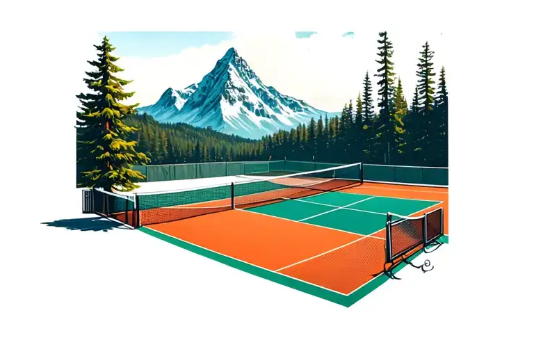 Mountain Over Tennis Court