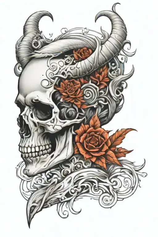 Human Women Capricorn Half Skull