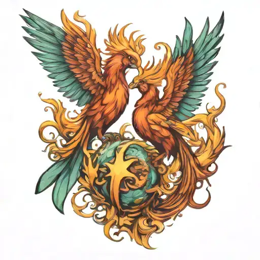 Two Baby Pheonix As Pisces And Scorpio Zodiac Sign