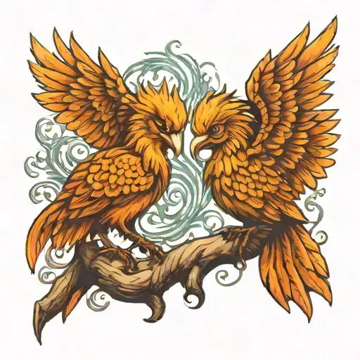 Two Baby Pheonix As Pisces And Scorpio Zodiac Sign