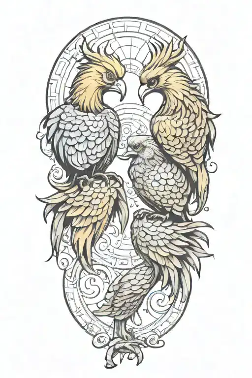 Two Baby Pheonix As Pisces And Scorpio Zodiac Sign