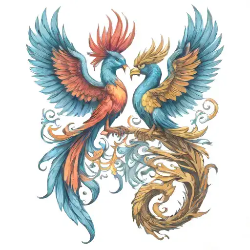 Two Pheonix As Pisces And Scorpio Zodiac Sign Incorporated