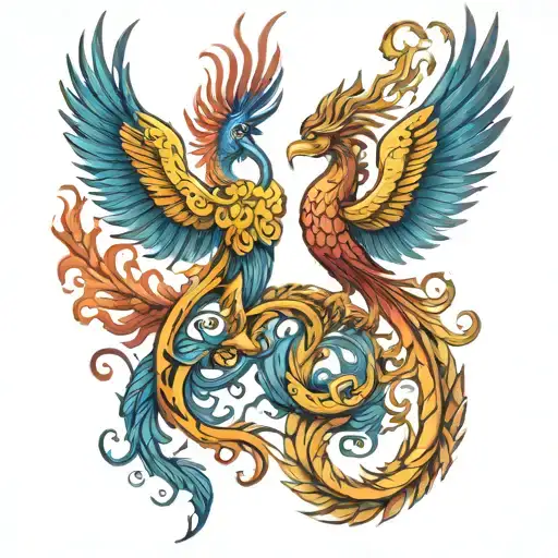 Two Pheonix As Pisces And Scorpio Zodiac Sign Incorporated