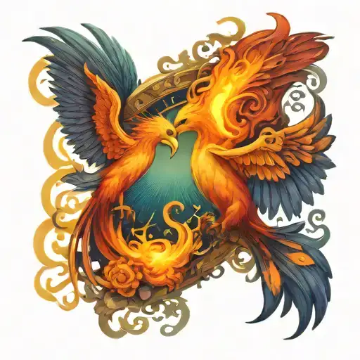 Two Pheonix As Pisces And Scorpio Zodiac Sign Incorporated
