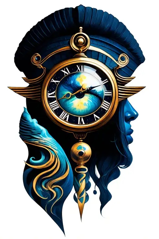 Good And Darkness With Clock And Eye Of Horus