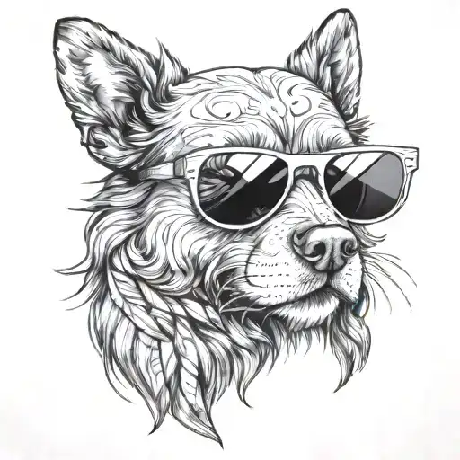 Dog Wearing Sunglasses With A Beard