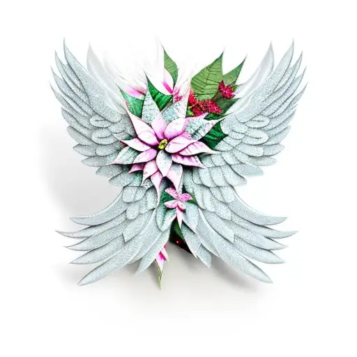 Angel Wings With Poinsettia Flower Wrap