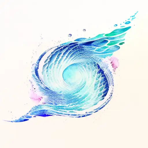 Linear Watercolor Ocean Waves
