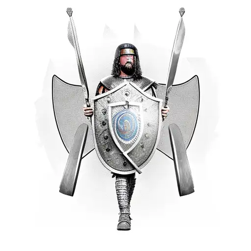Roman Warrior With Shield And Spear