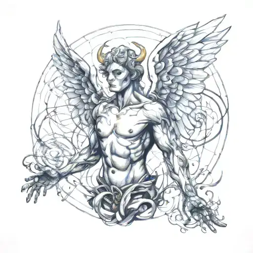 Angel Half Demon With Energy Field Behind It