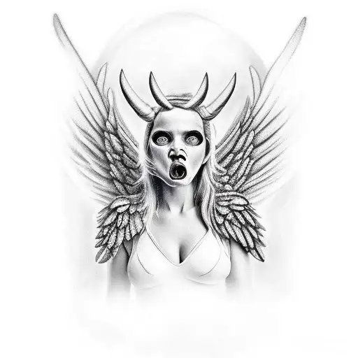 Angel With Devil Horns Gasping For Breath