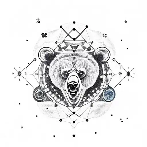 Brown Bear With A Scar On Its Eye Shaped Like The Constellation Aquarius