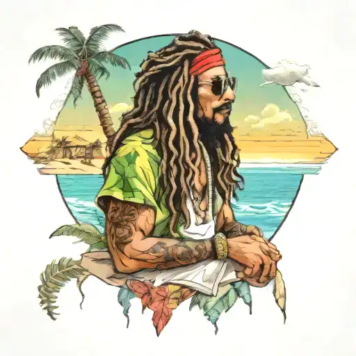 Rastafari Gangster En La Playa Viendo El Caos