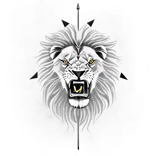 Angry Lion With Arrows Through It
