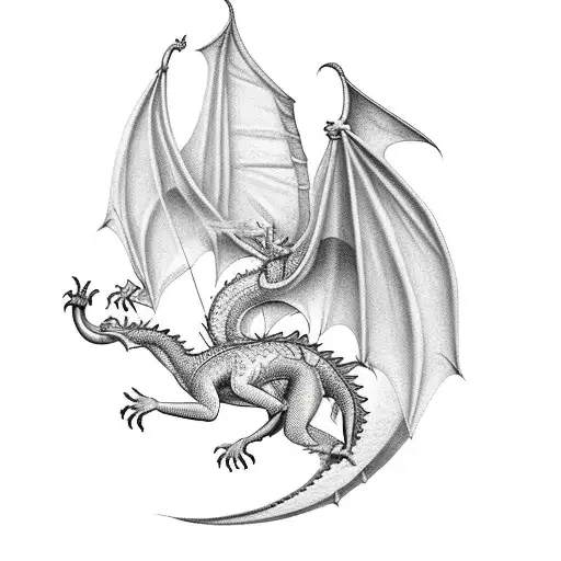 Medieval Dragon Climbing With A Slight Side Profile