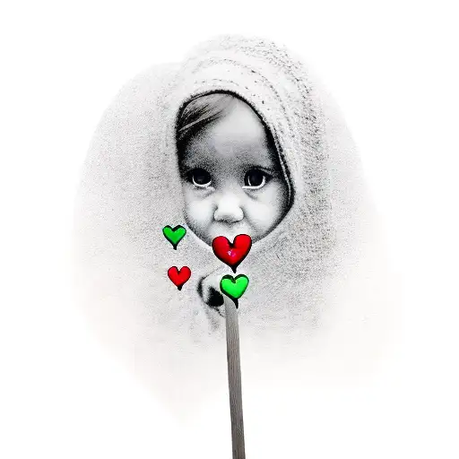 A Little Girl Eating A Heart On A Stick
