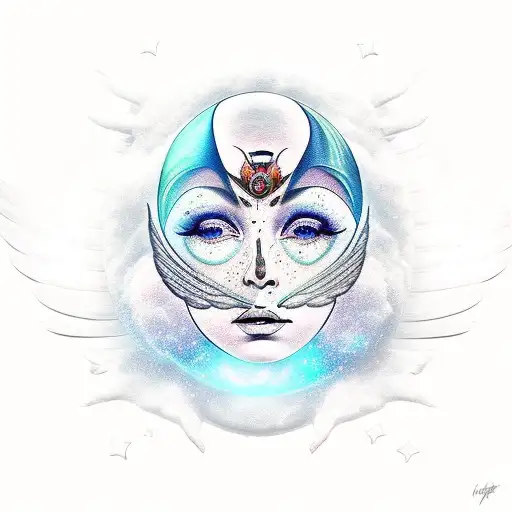 Moon With Face And Wings