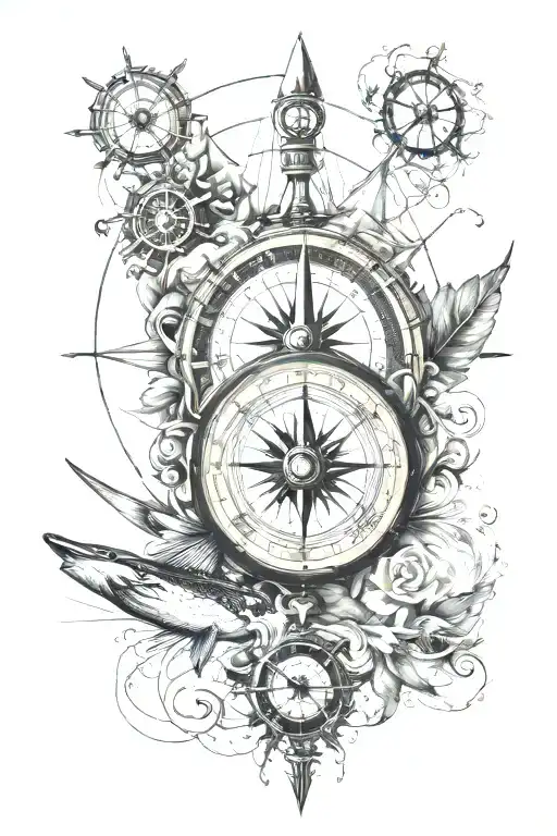 Boating Fishing Tropical Nautical Compass Arm Sleeve